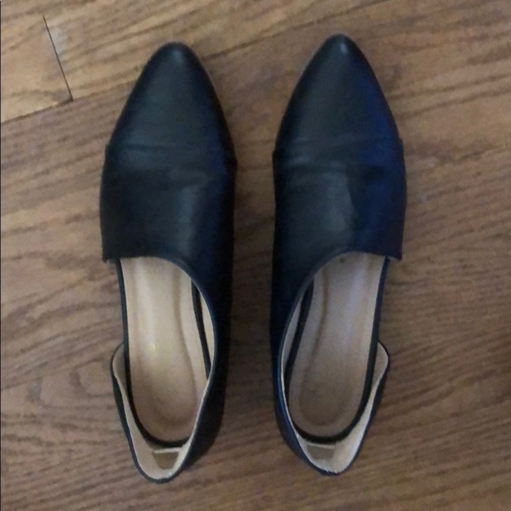 Black contemporary leather flats